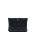 Chanel O Case Pouch Lambskin Black L