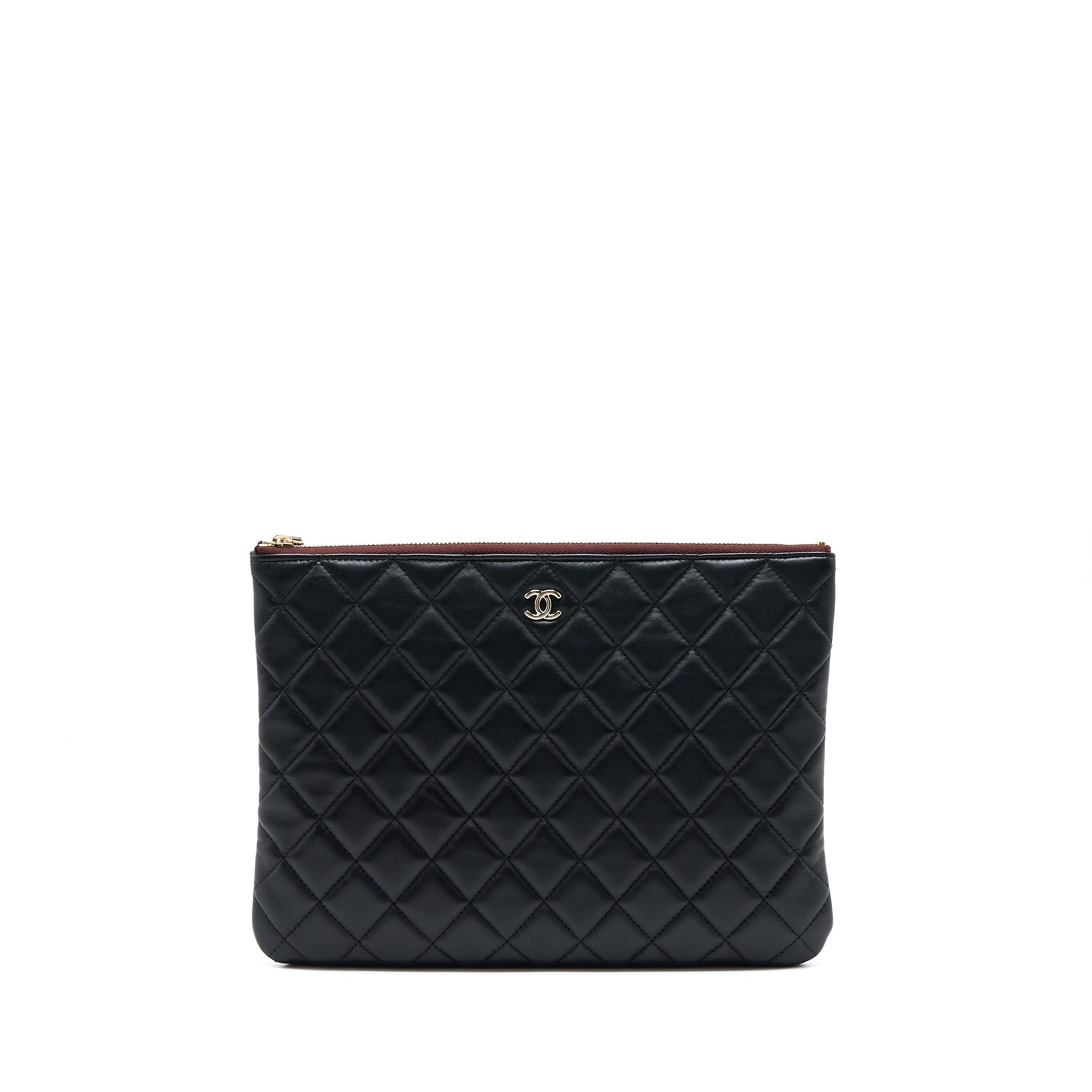 Chanel O Case Pouch Lambskin Black L