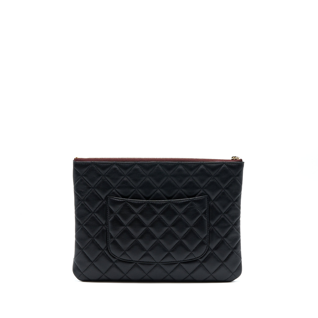 Chanel O Case Pouch Lambskin Black L