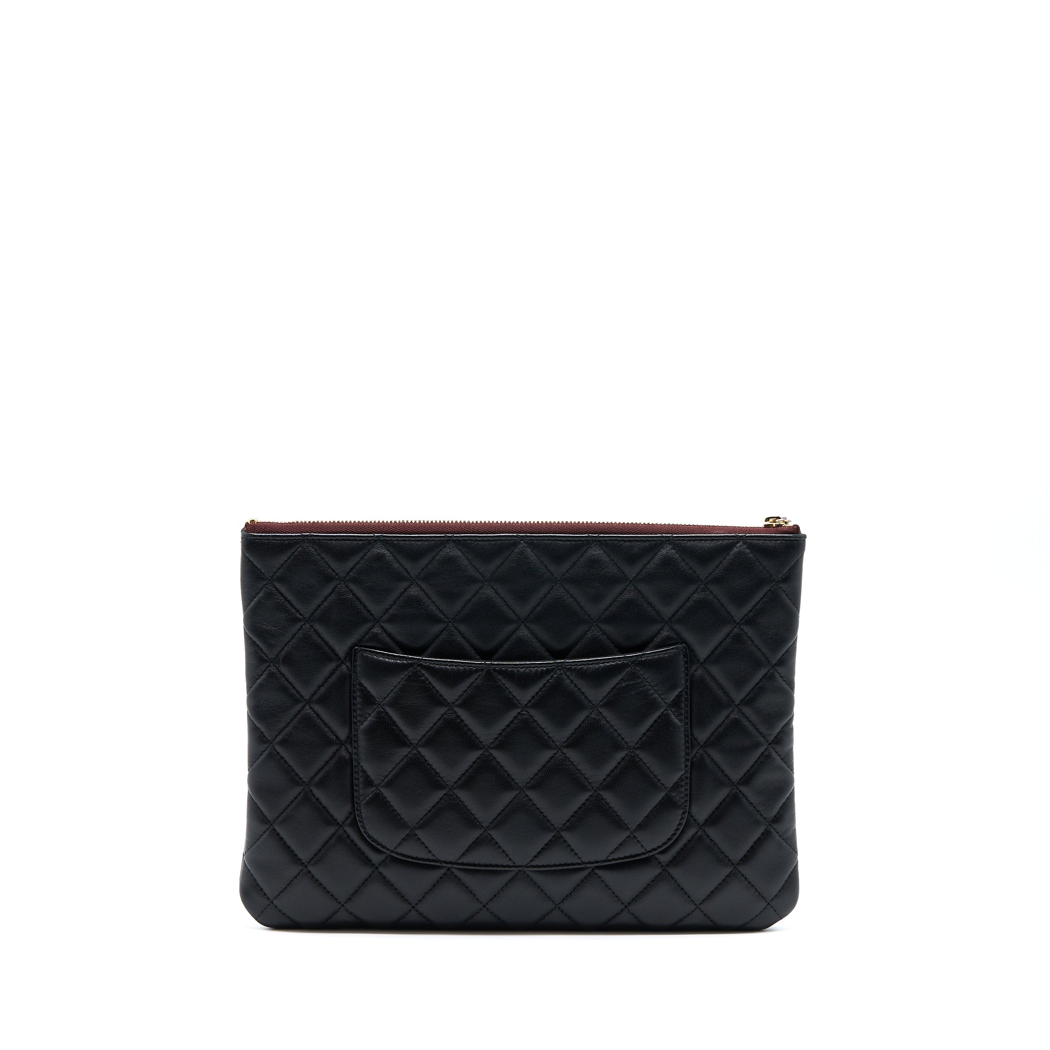 Chanel O Case Pouch Lambskin Black L