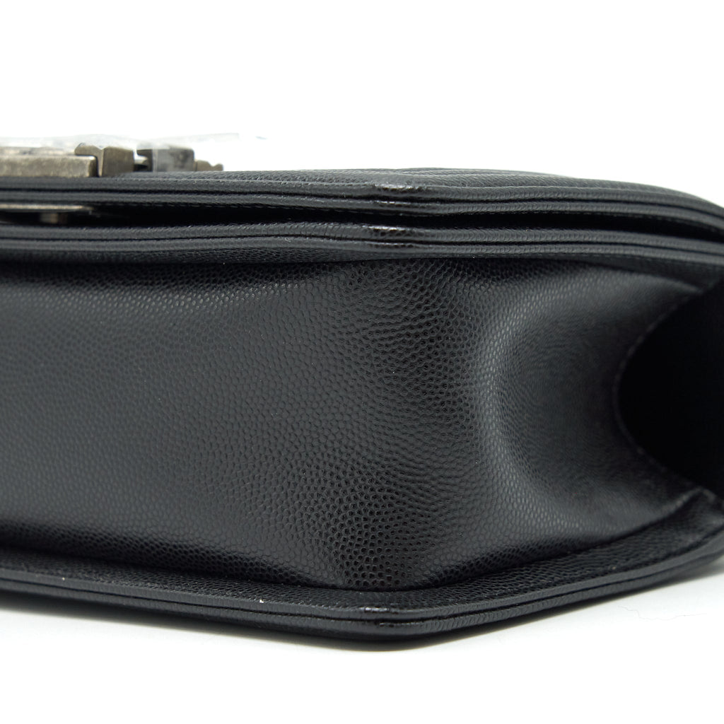 Chanel Small Boy Bag Caviar Black Ruthenium Hardware