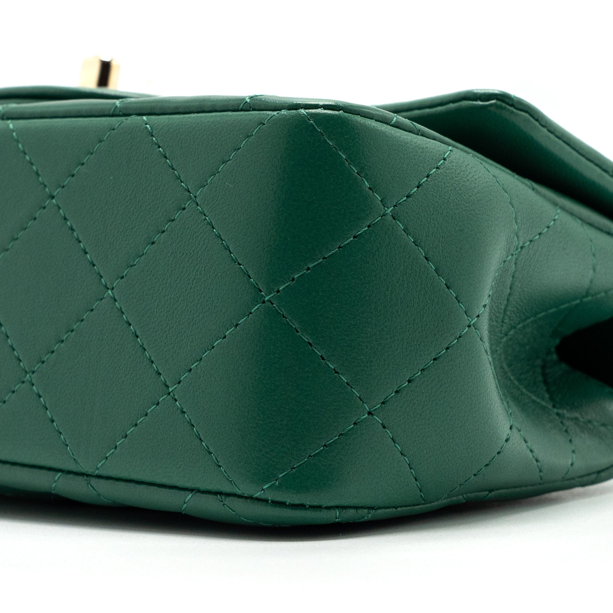 Chanel Top Handle Mini Flap Bag with Chain Lambskin Green L (Microchip)