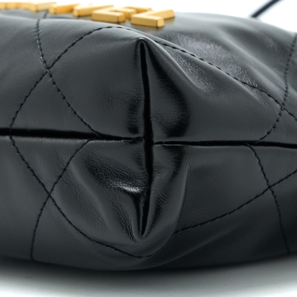 Chanel Mini 22 Bag Shiny Calfskin Black  (Microchip)