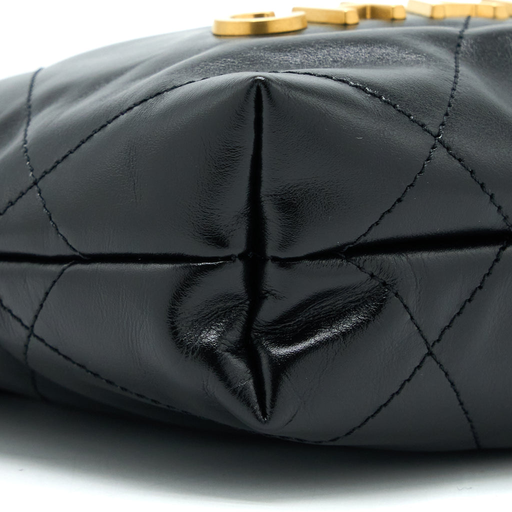 Chanel Mini 22 Bag Shiny Calfskin Black  (Microchip)