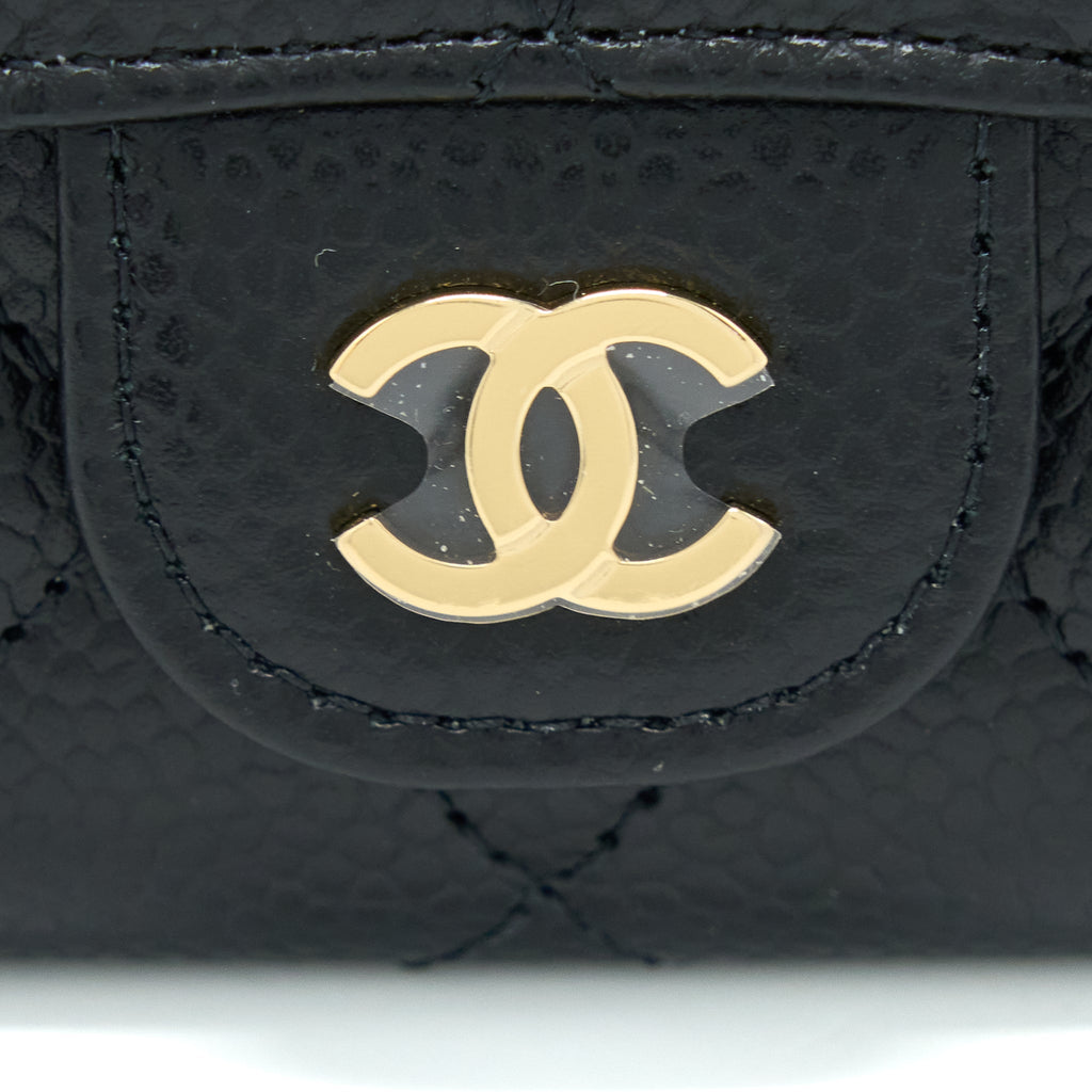 Chanel Classic Quilted Flap Card Holder Caviar Black  (Microchip)