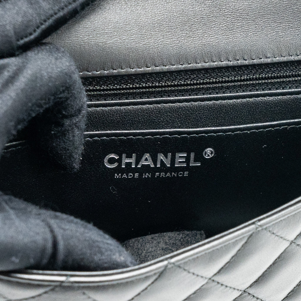 Chanel mini rectangular flap bag lambskin black  (MICrochip)