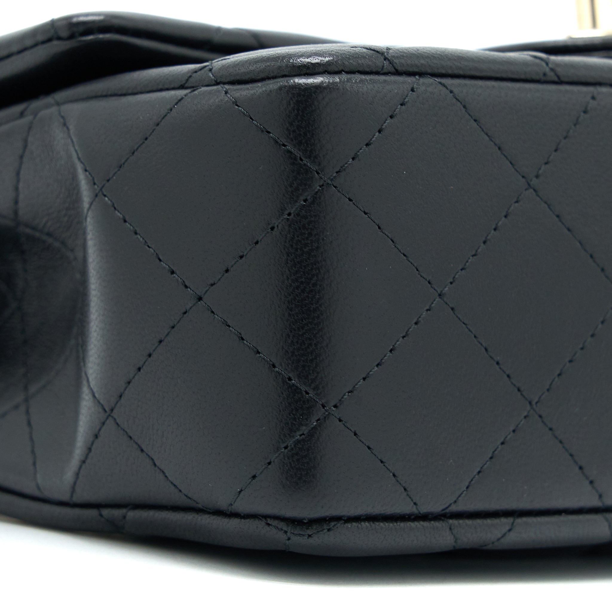 Chanel Top Handle Mini Rectangular Flap Bag Lambskin Black L (Microchip)