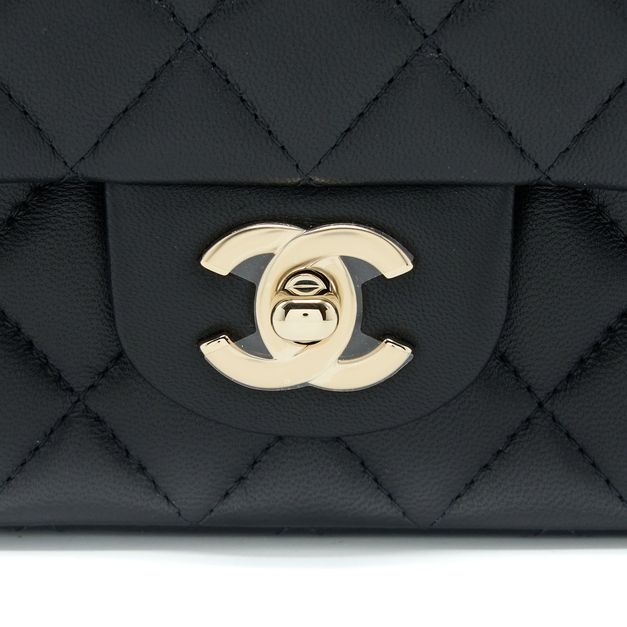 Chanel Top Handle Mini Rectangular Flap Bag Lambskin Black L (Microchip)