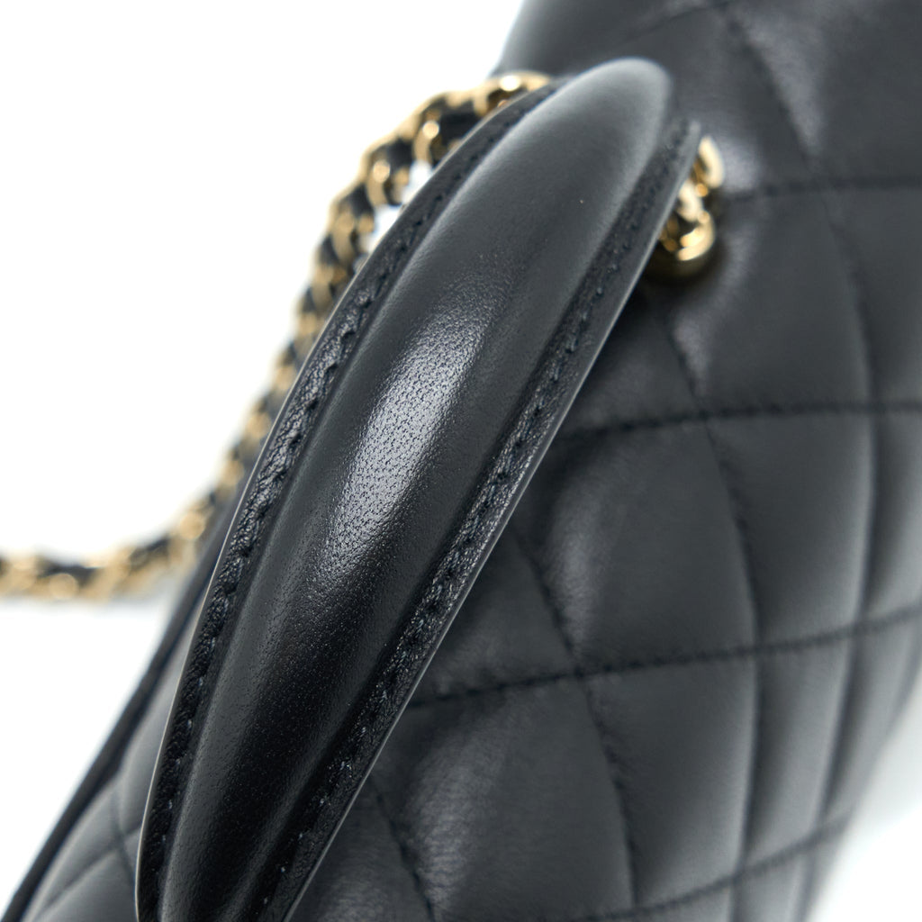 Chanel Top Handle Mini Rectangular Flap Bag Lambskin Black L (Microchip)