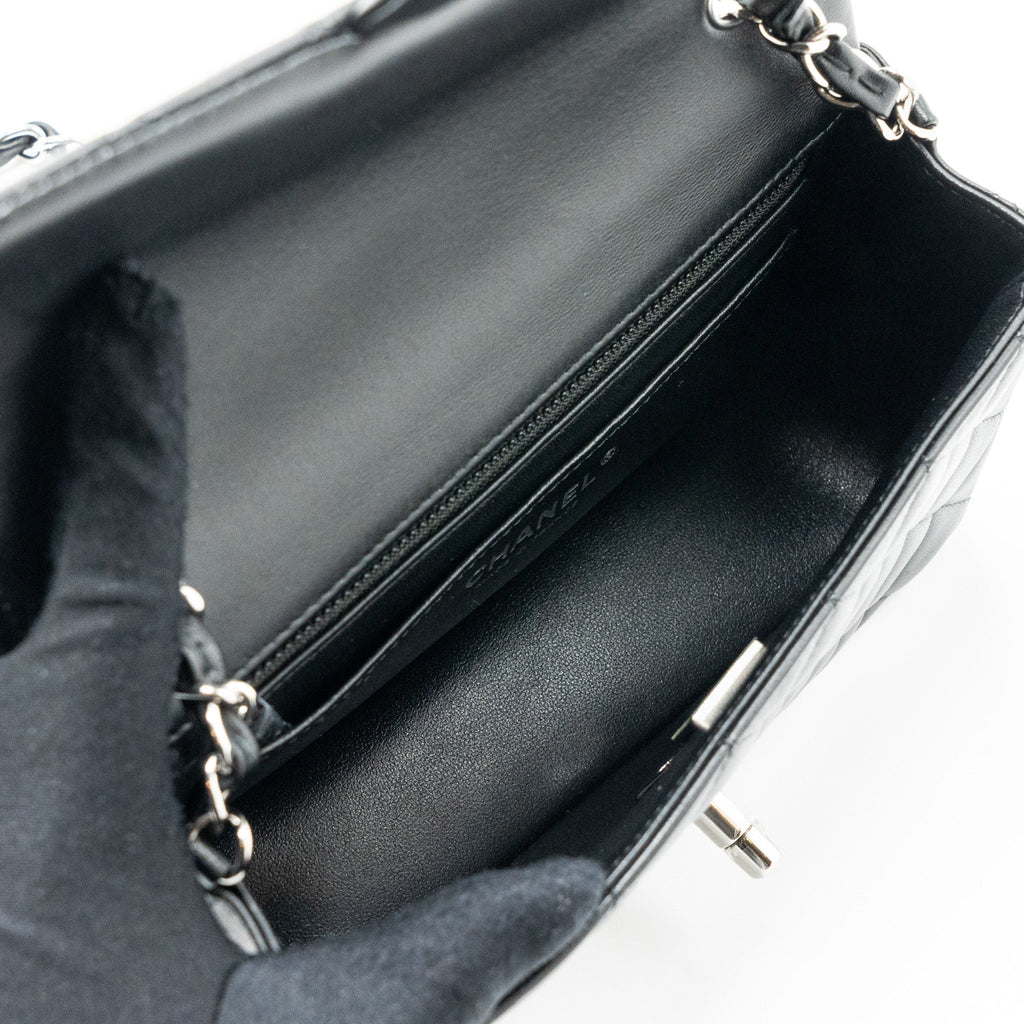 Chanel mini rectangular flap bag lambskin black  (MICrochip)