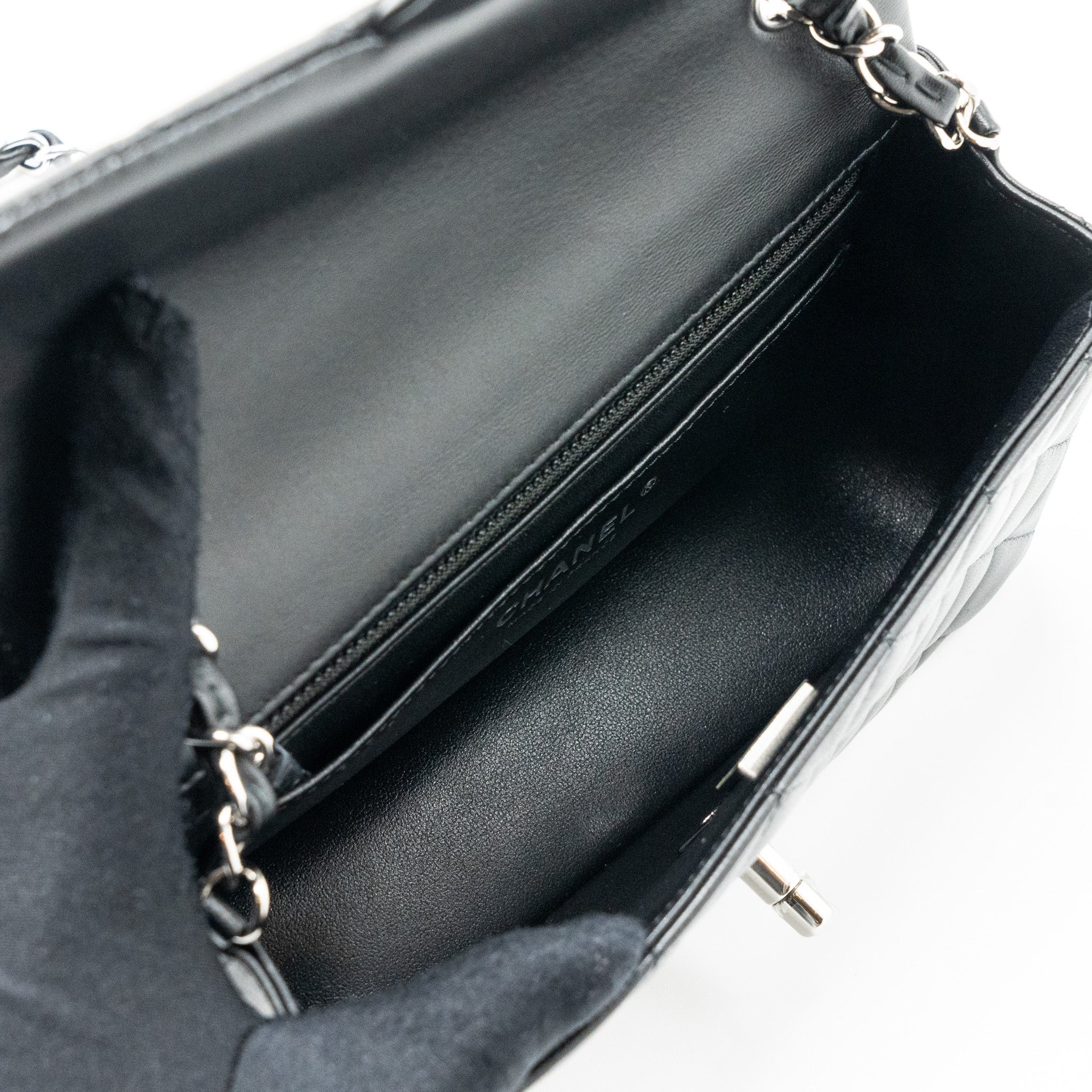 Chanel mini rectangular flap bag lambskin black  (MICrochip)