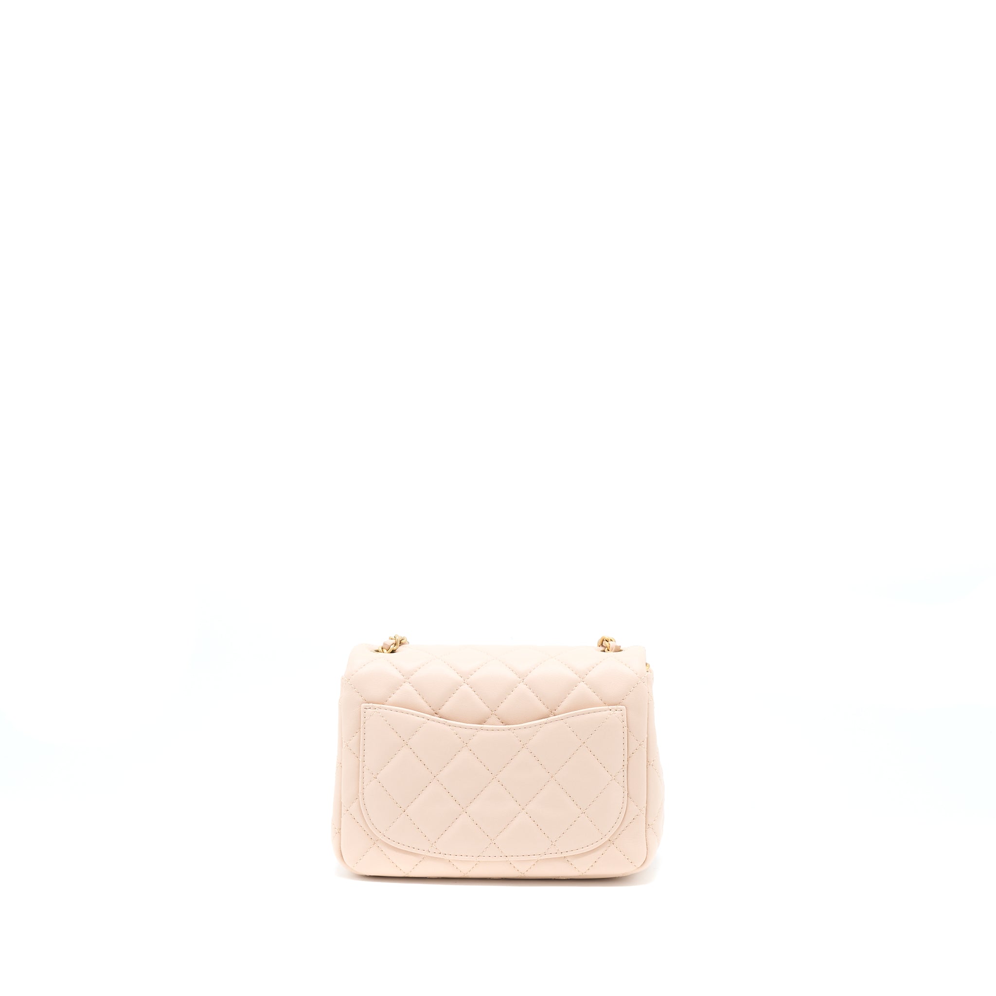 Chanel 22C Pearl Crush Mini Square Flap Bag Lambskin Light Beige