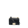 Chanel Small Boy Bag Chevron Caviar Black L