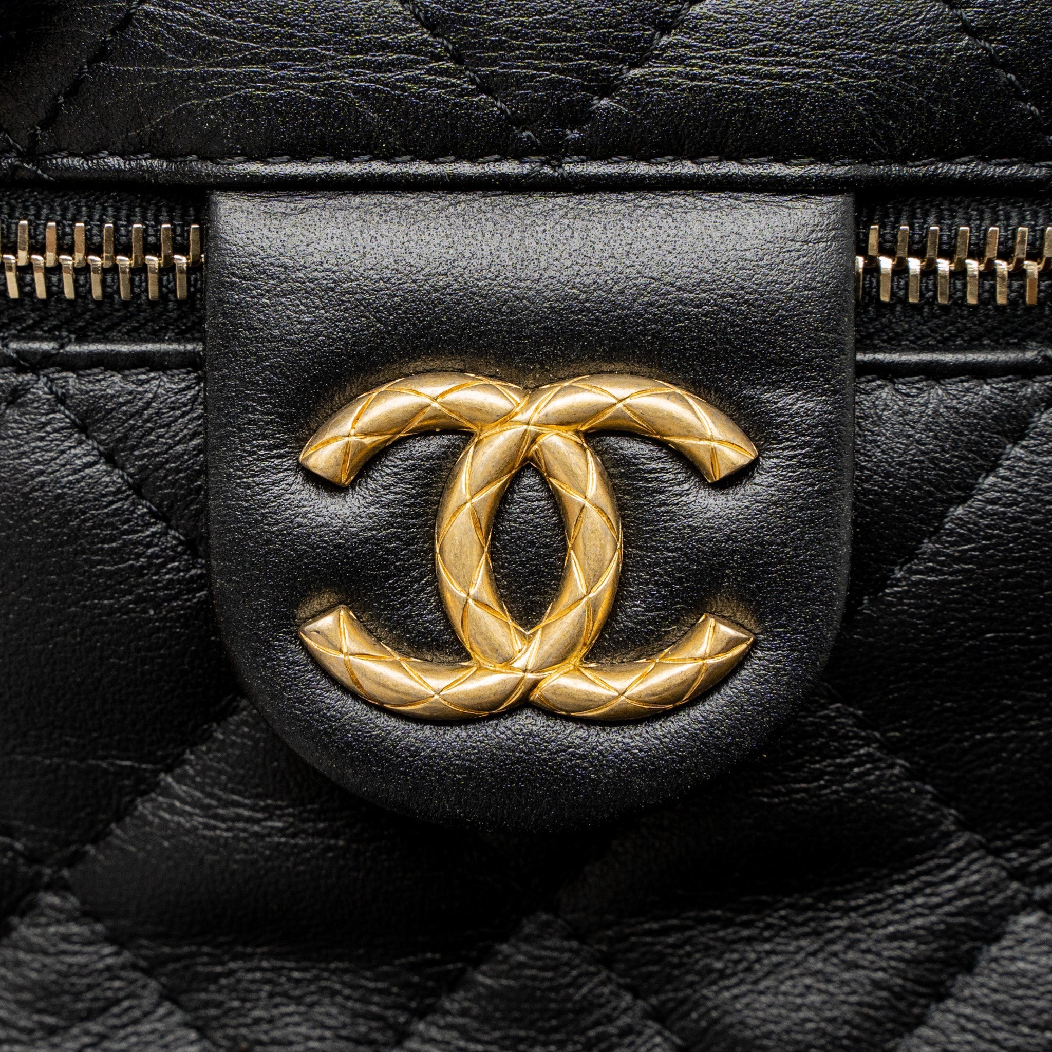 Chanel Top Handle Vanity Crossbody Bag Calfskin Black Brushed  (Microchip)