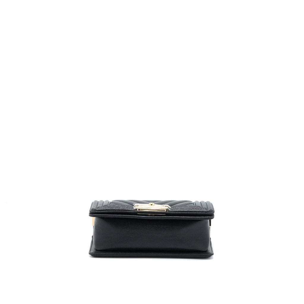 Chanel Small Boy Bag Chevron Caviar Black L