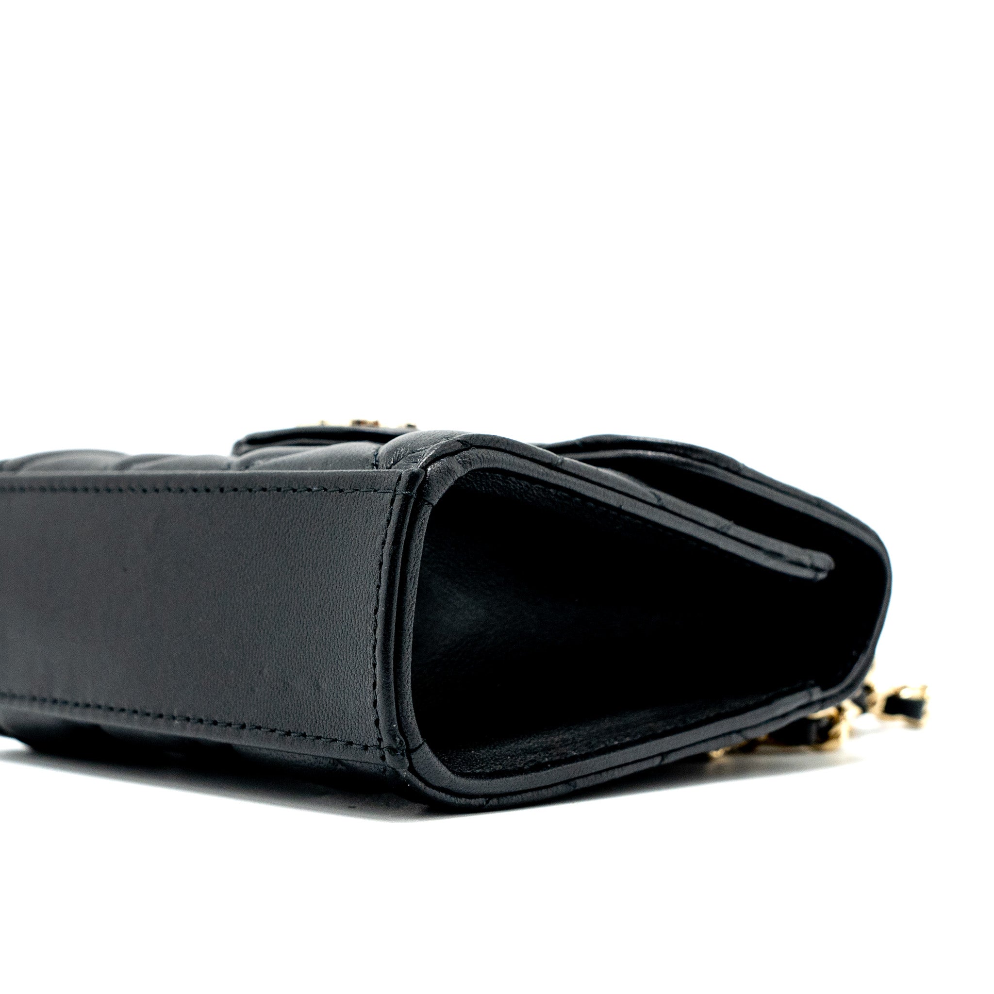 Chanel Top Handle Mini Flap Bag Lambskin Black L (Microchip)