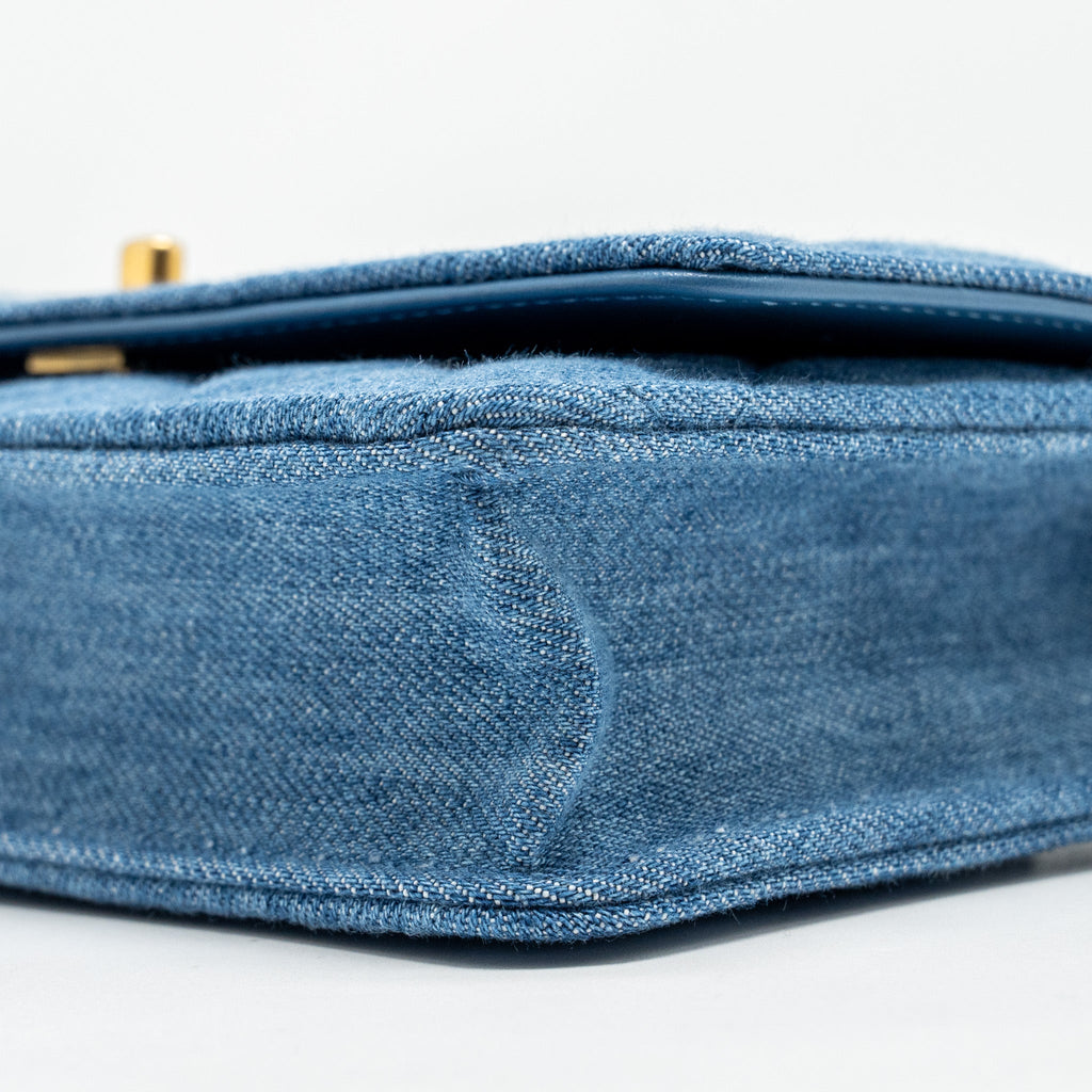 Chanel Pearl Crush Wallet on Chain Denim Blue  (Microchip)