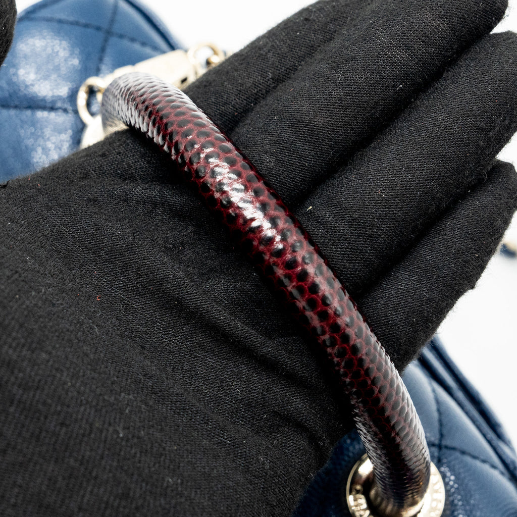 Chanel Small Coco Handle With Lizard Embossed Handle Caviar Navy L(microchip)