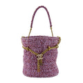 CHANEL Pending CC Tweed Enamel Drawstring Tote Bucket Bag Pink