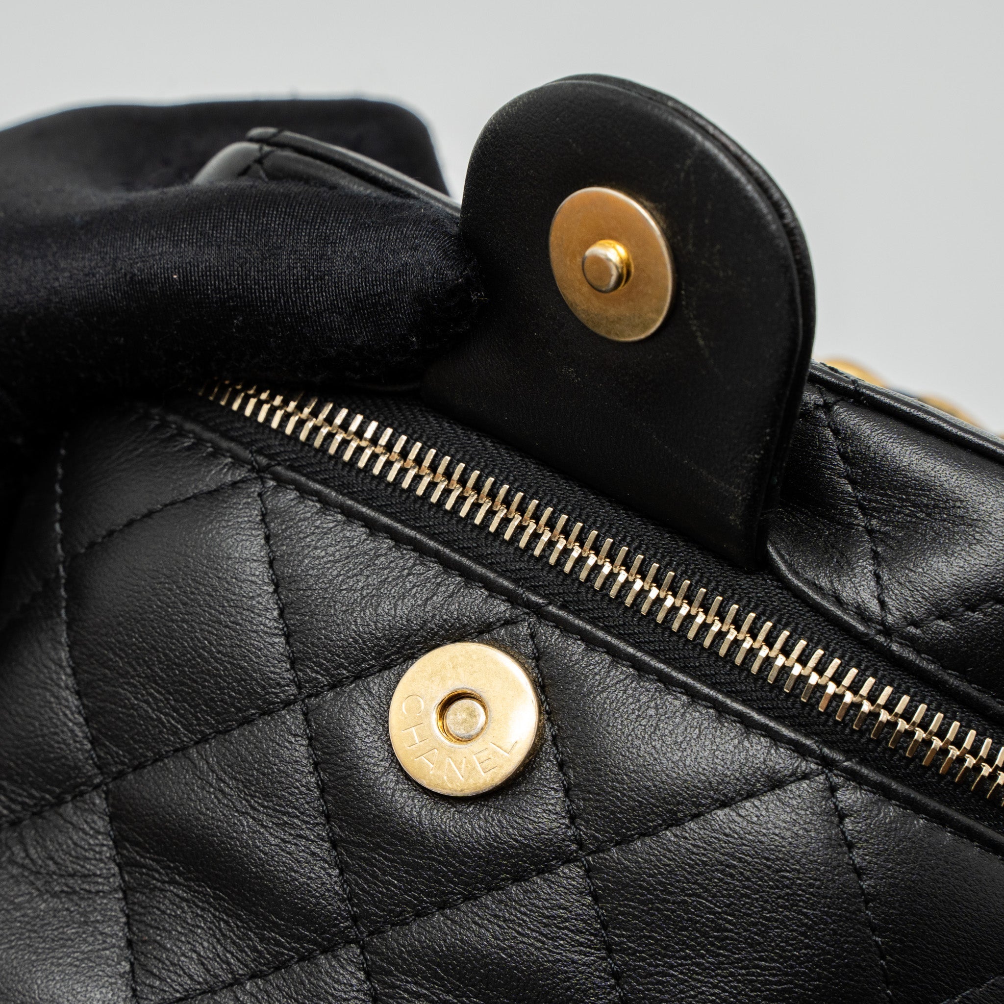 Chanel Top Handle Vanity Crossbody Bag Calfskin Black Brushed  (Microchip)