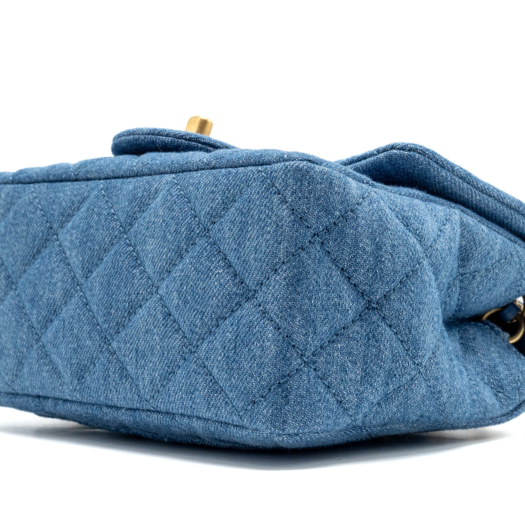 Chanel pearl crush mini square flap bag denim blue  (microchip)