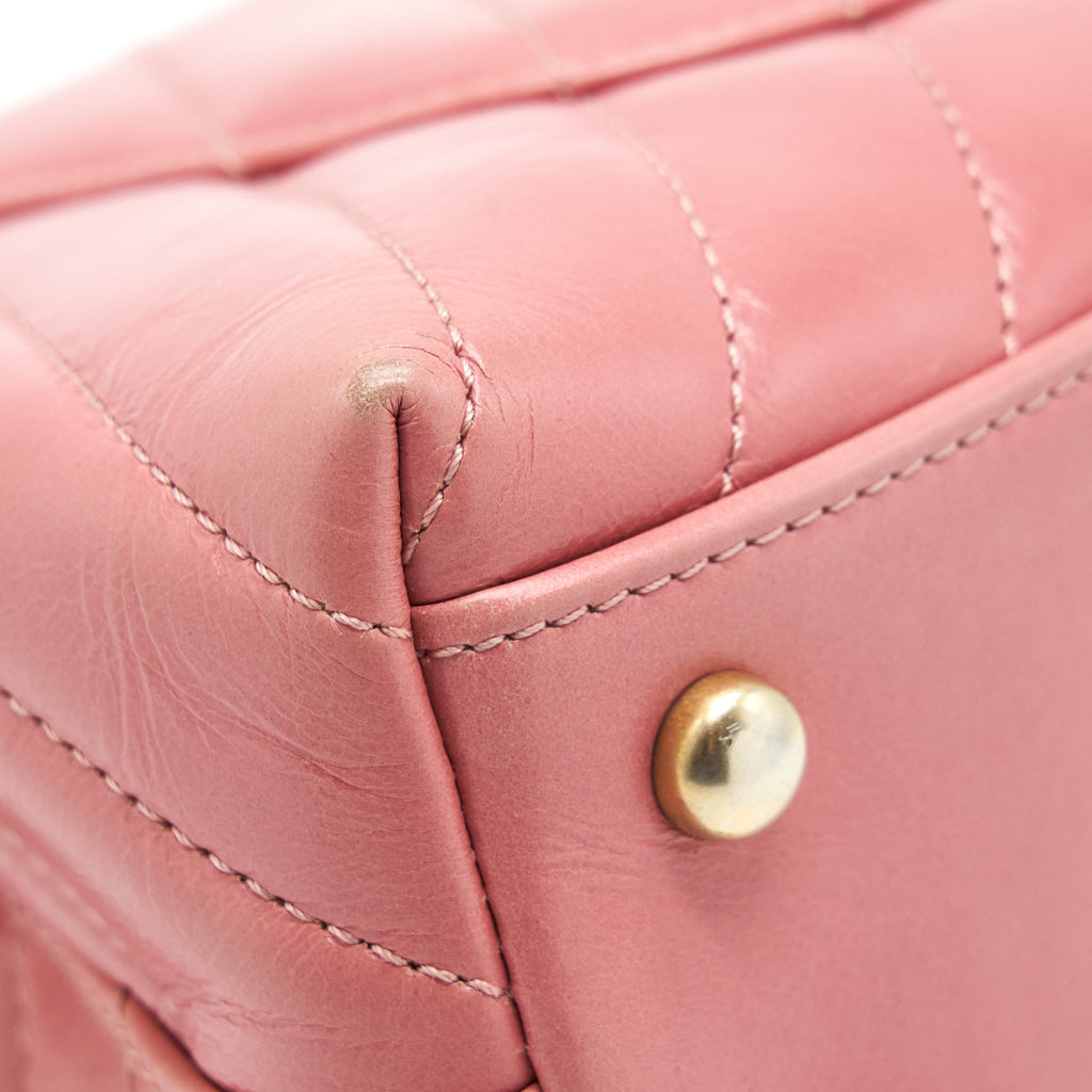 Chanel Small Coco Handle Chevron Calfskin With Lizard Handle Pink