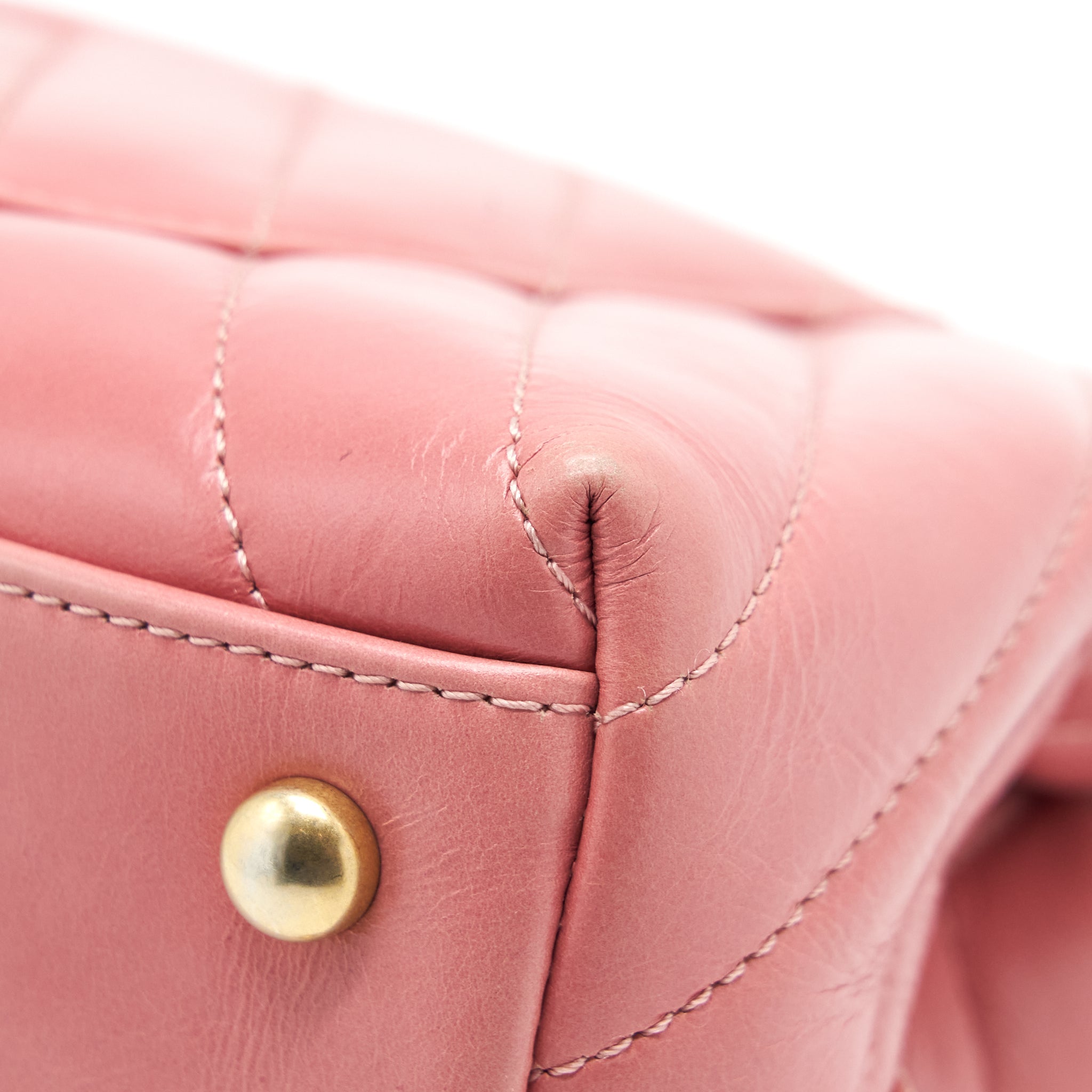 Chanel Small Coco Handle Chevron Calfskin With Lizard Handle Pink