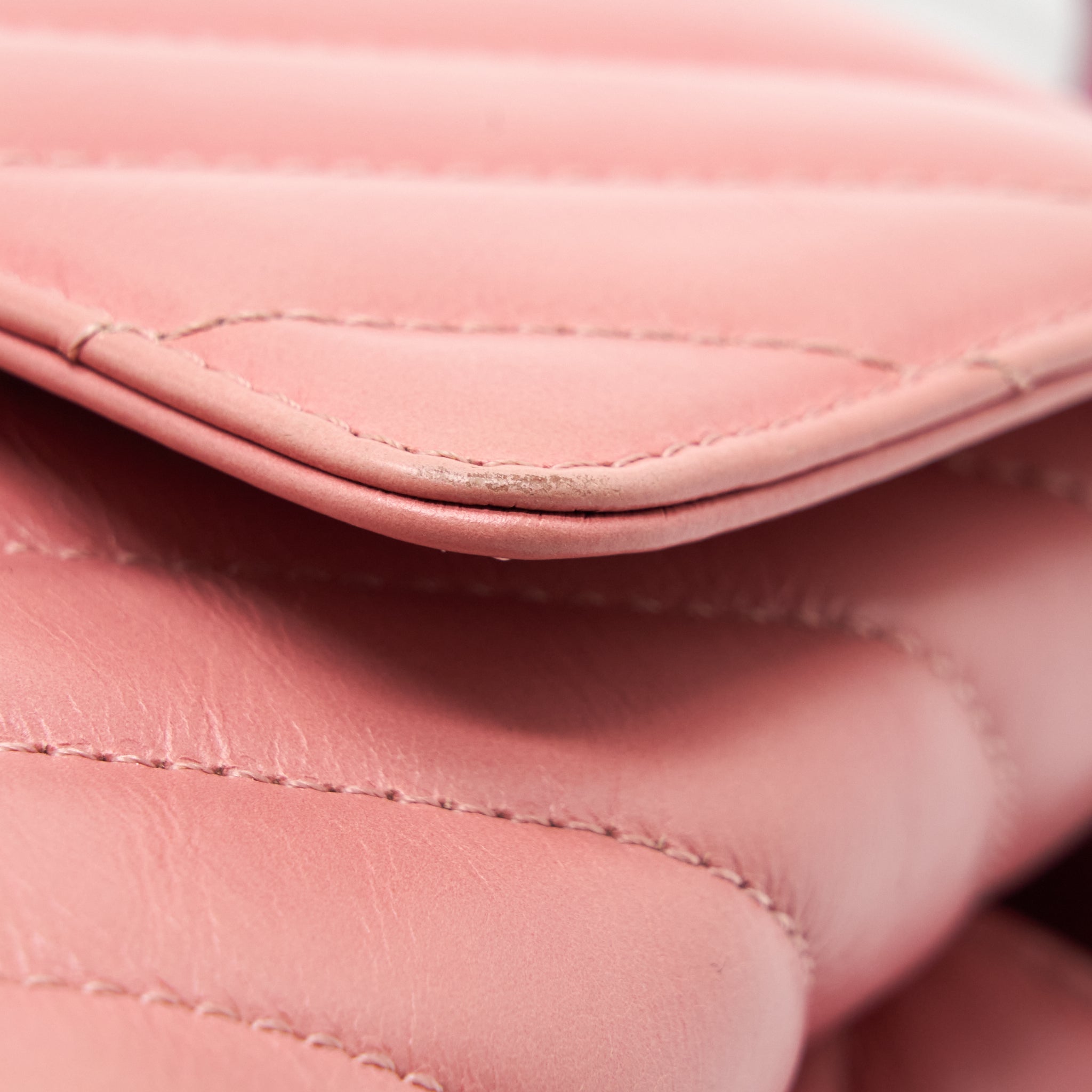 Chanel Small Coco Handle Chevron Calfskin With Lizard Handle Pink