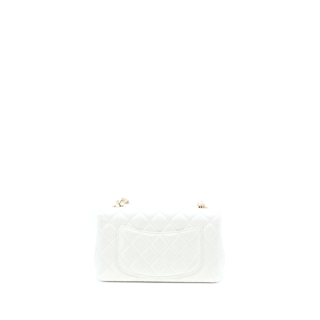 Chanel Classic Mini Rectangular Flap Bag Calfskin Iridescent White L