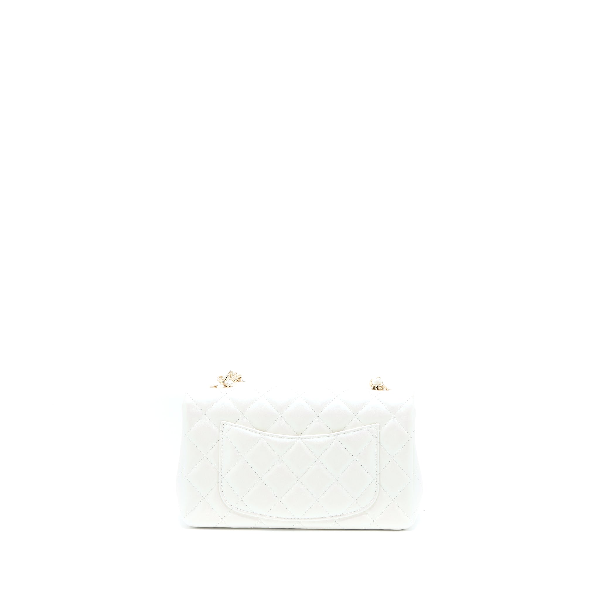 Chanel Classic Mini Rectangular Flap Bag Calfskin Iridescent White L