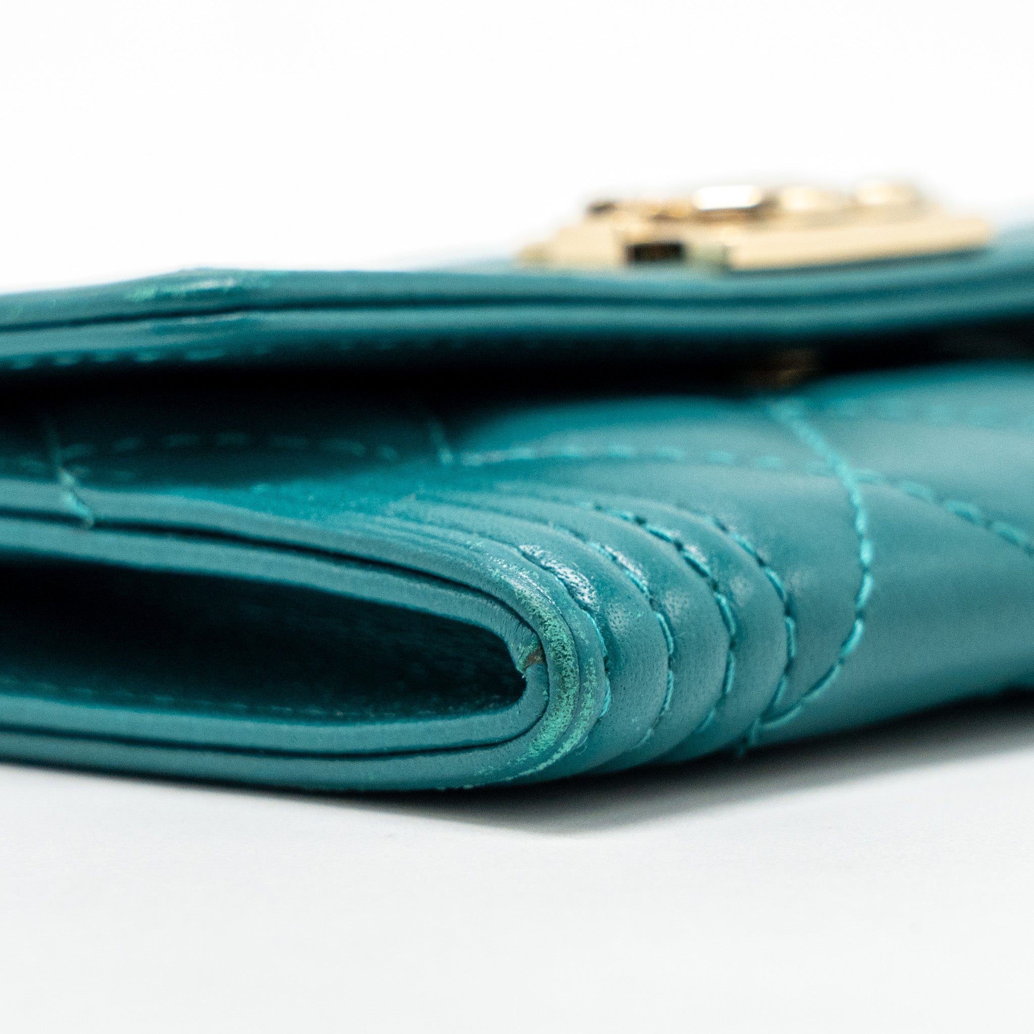 Chanel Boy Flap Card Holder Lambskin Green L