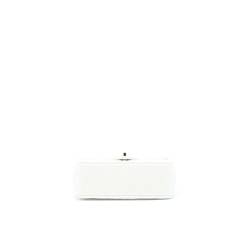Chanel Classic Mini Rectangular Flap Bag Calfskin Iridescent White L