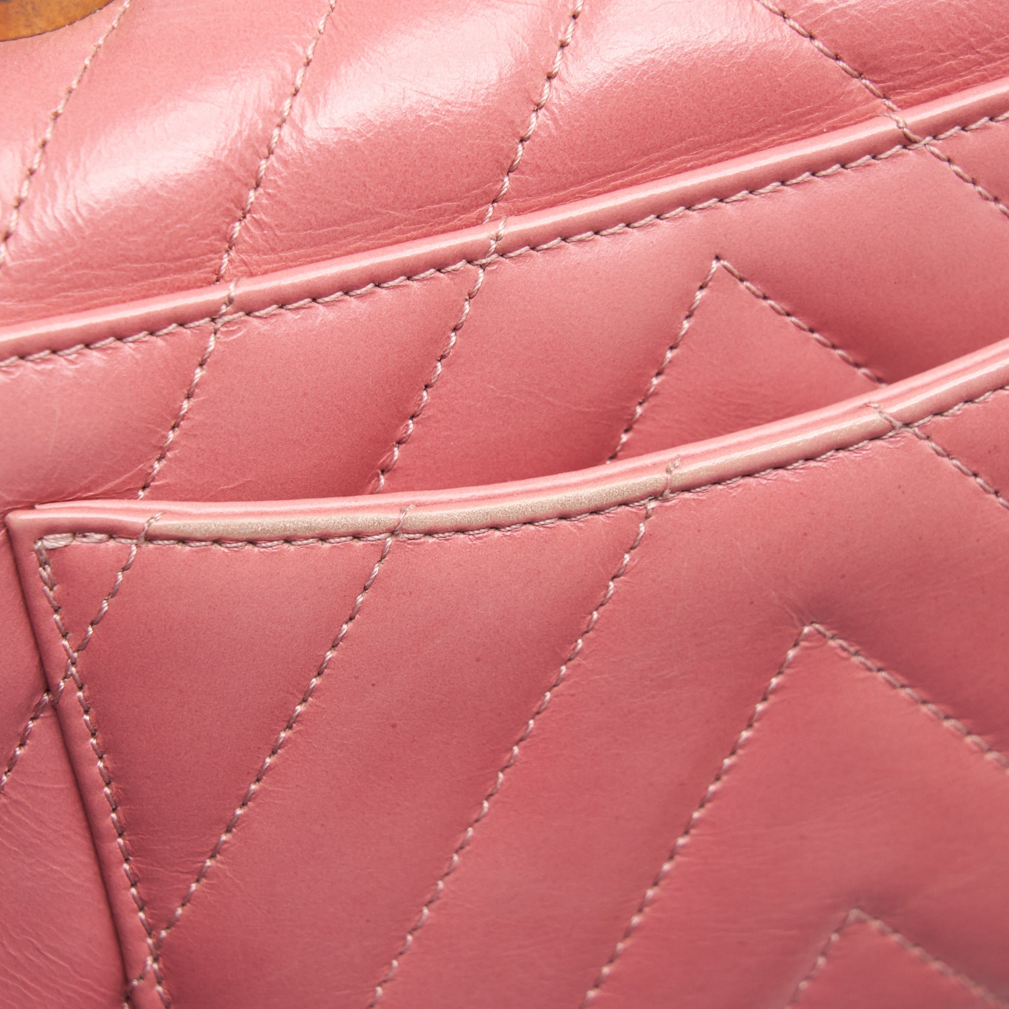 Chanel Small Coco Handle Chevron Calfskin With Lizard Handle Pink