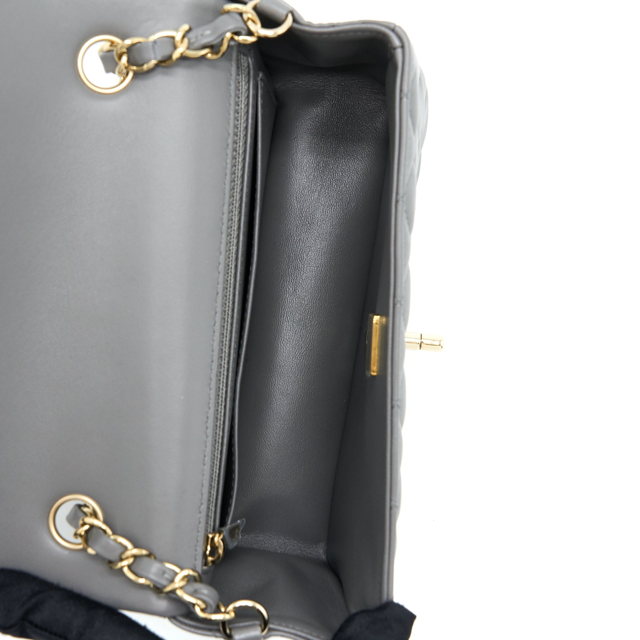 Chanel 22A Mini Rectangular Flap Bag Lambskin Grey L (Microchip)