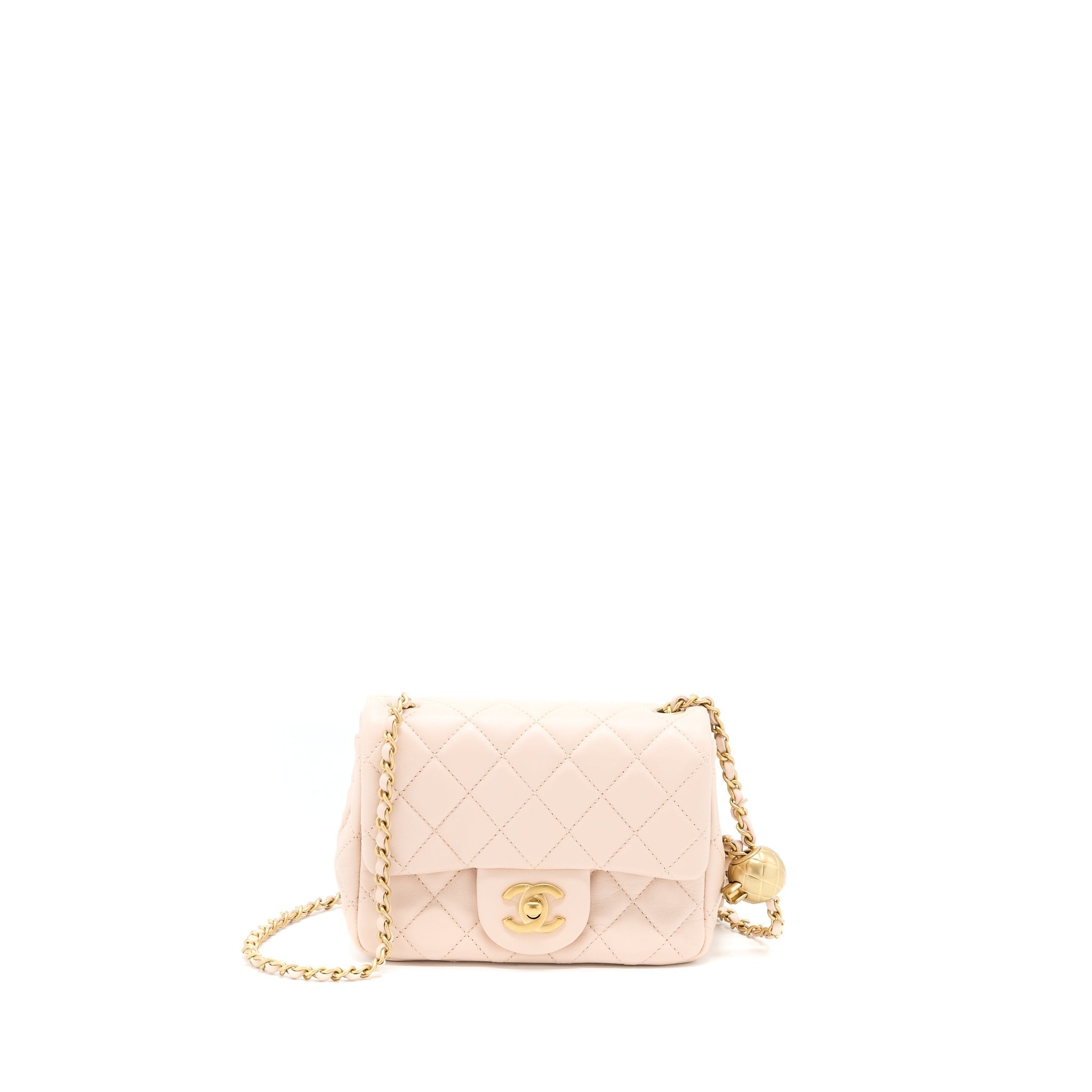 Chanel Pearl Crush Mini Square Lambskin Light Beige Brushed (Microchip)