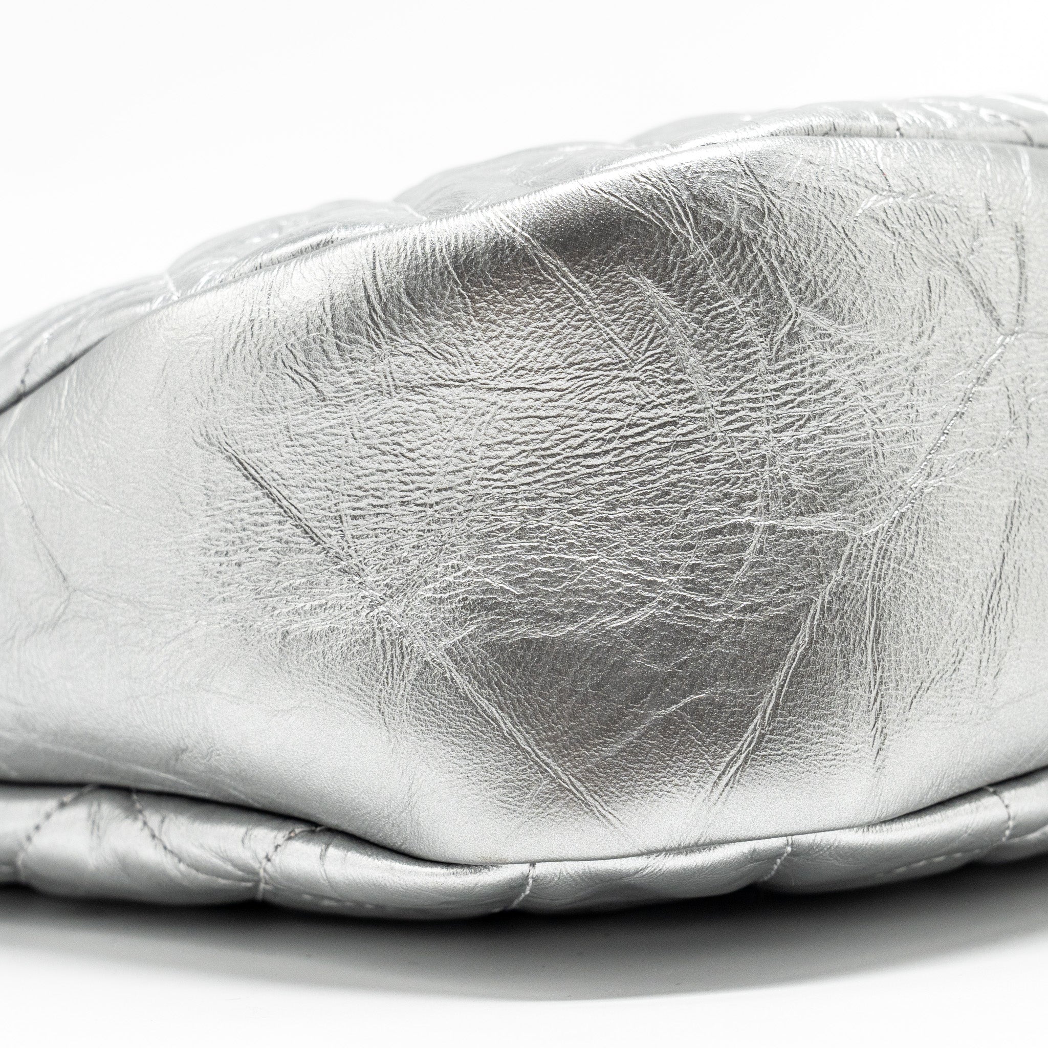 Chanel 31 BAG Quilted Crumpled Calfskin Metallic Silver