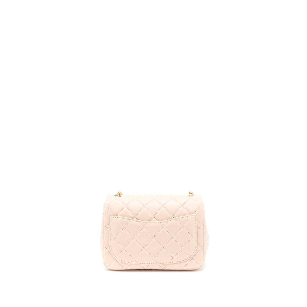 Chanel Pearl Crush Mini Square Lambskin Light Beige Brushed (Microchip)