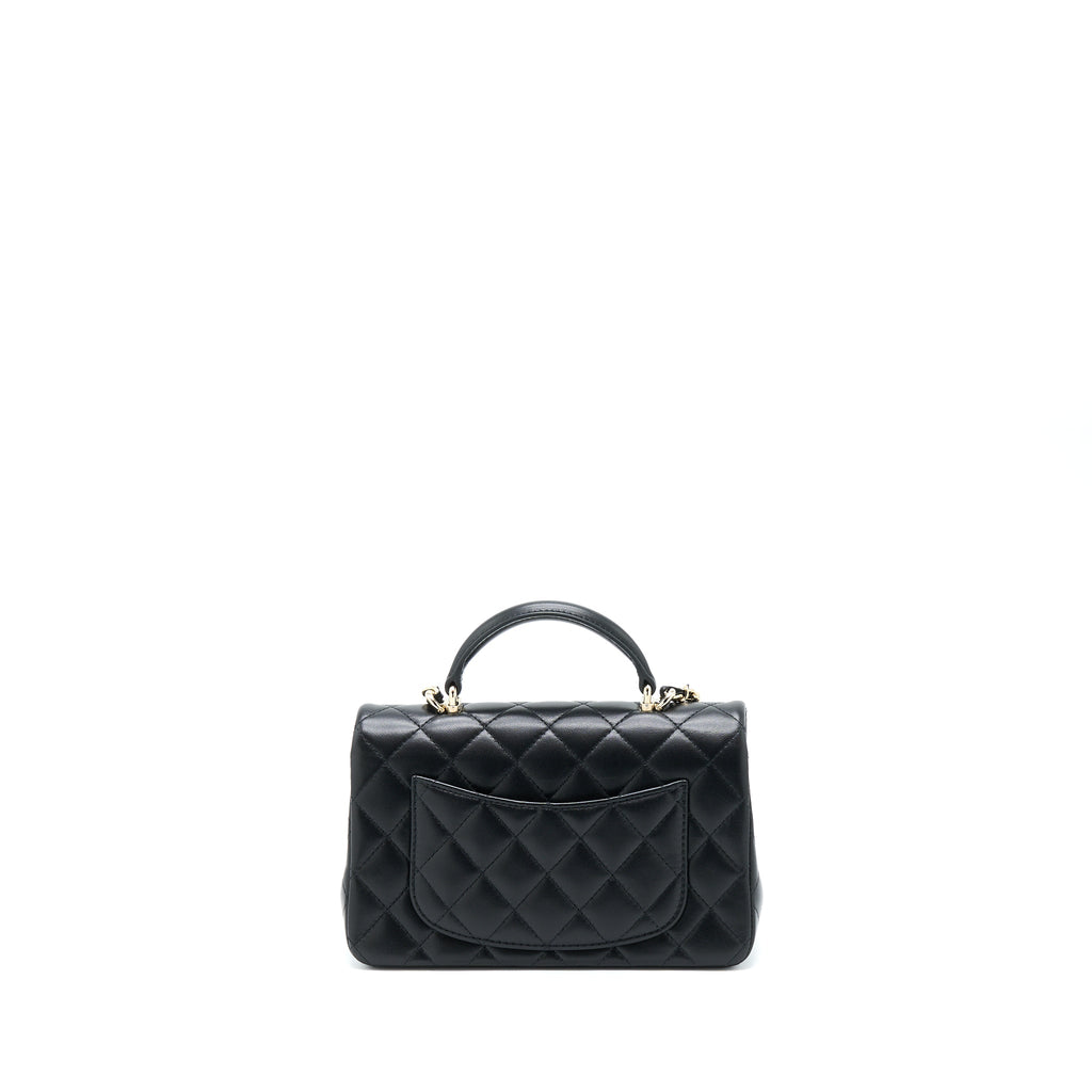 Chanel Top Handle Mini Rectangular Flap Bag Lambskin Black L