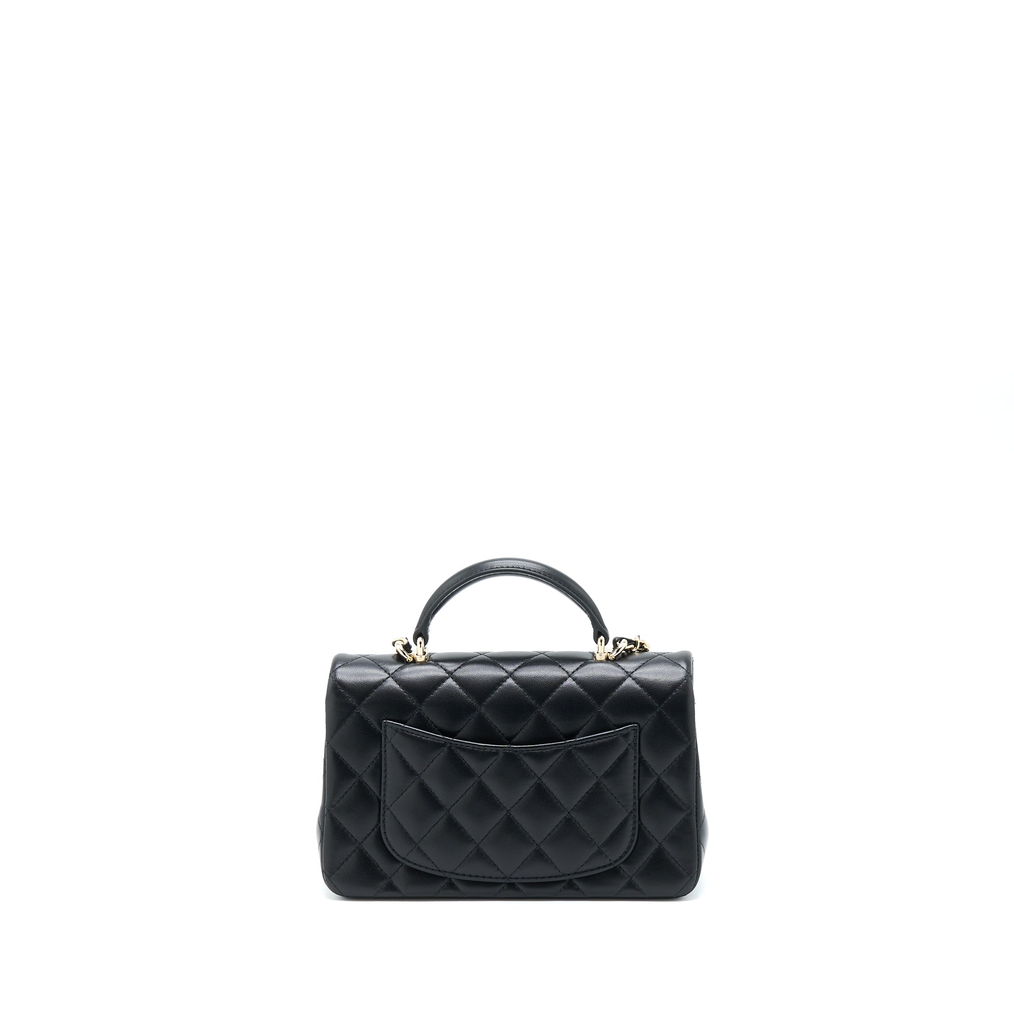 Chanel Top Handle Mini Rectangular Flap Bag Lambskin Black L