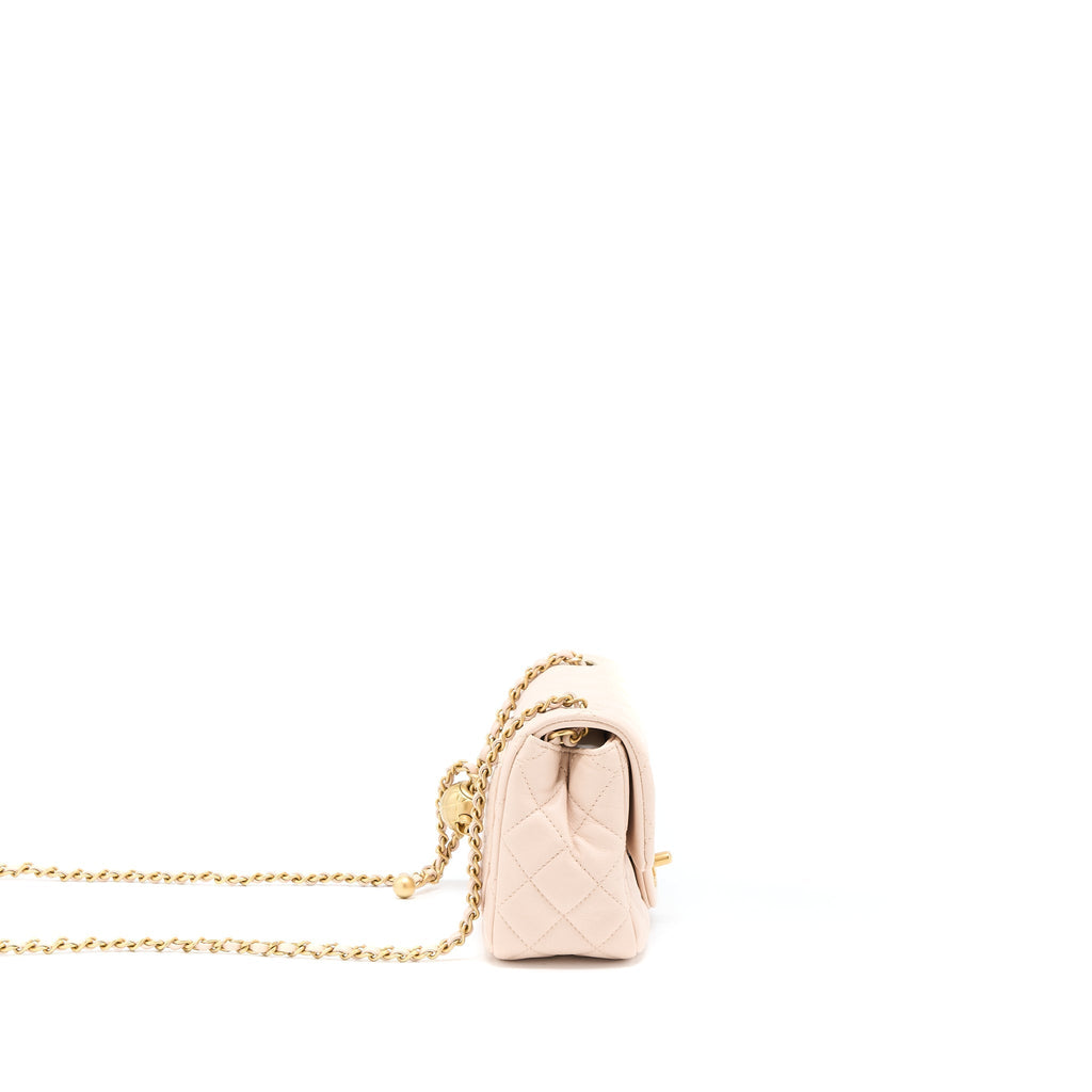 Chanel Pearl Crush Mini Square Lambskin Light Beige Brushed (Microchip)