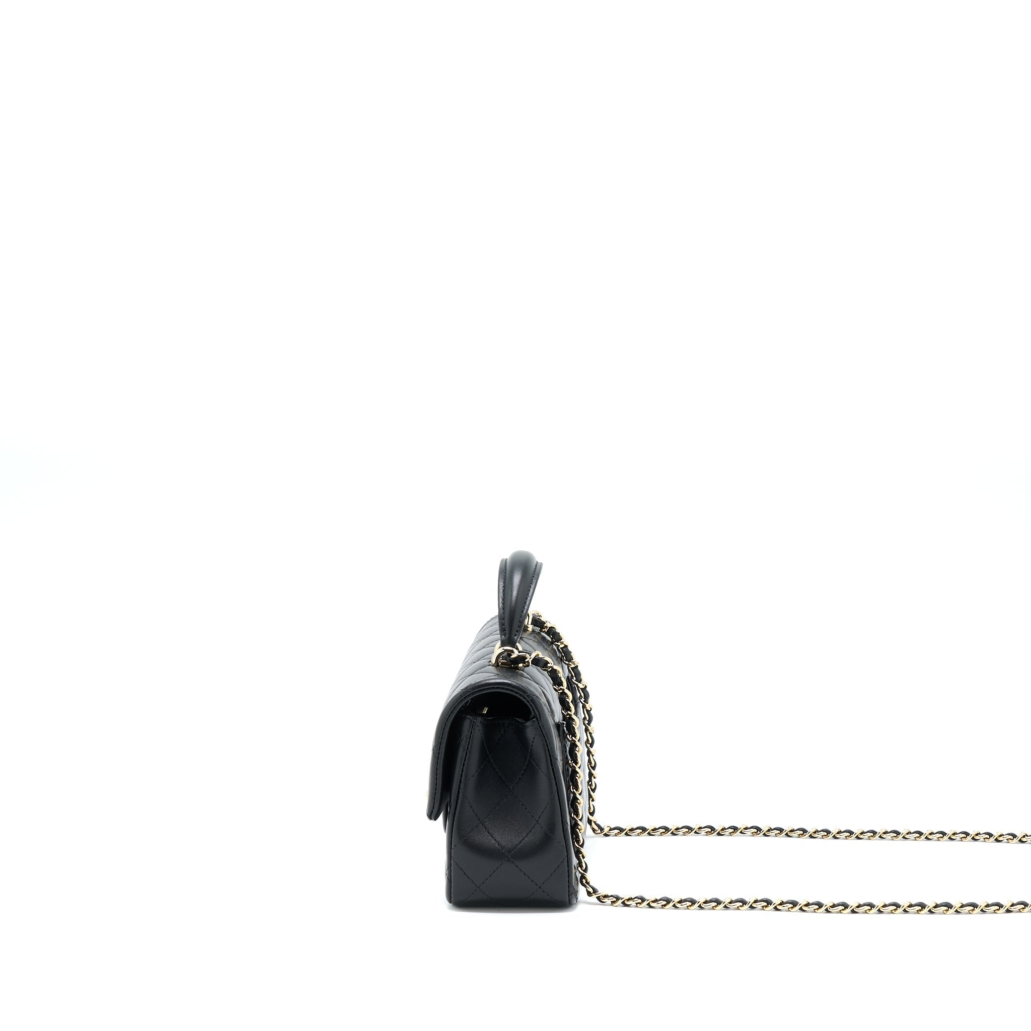 Chanel Top Handle Mini Rectangular Flap Bag Lambskin Black L