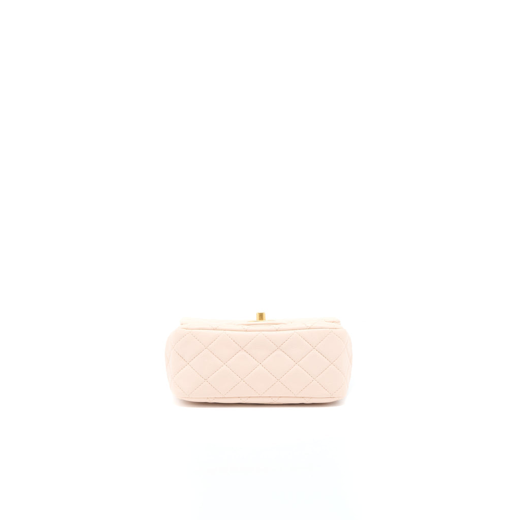 Chanel Pearl Crush Mini Square Lambskin Light Beige Brushed (Microchip)