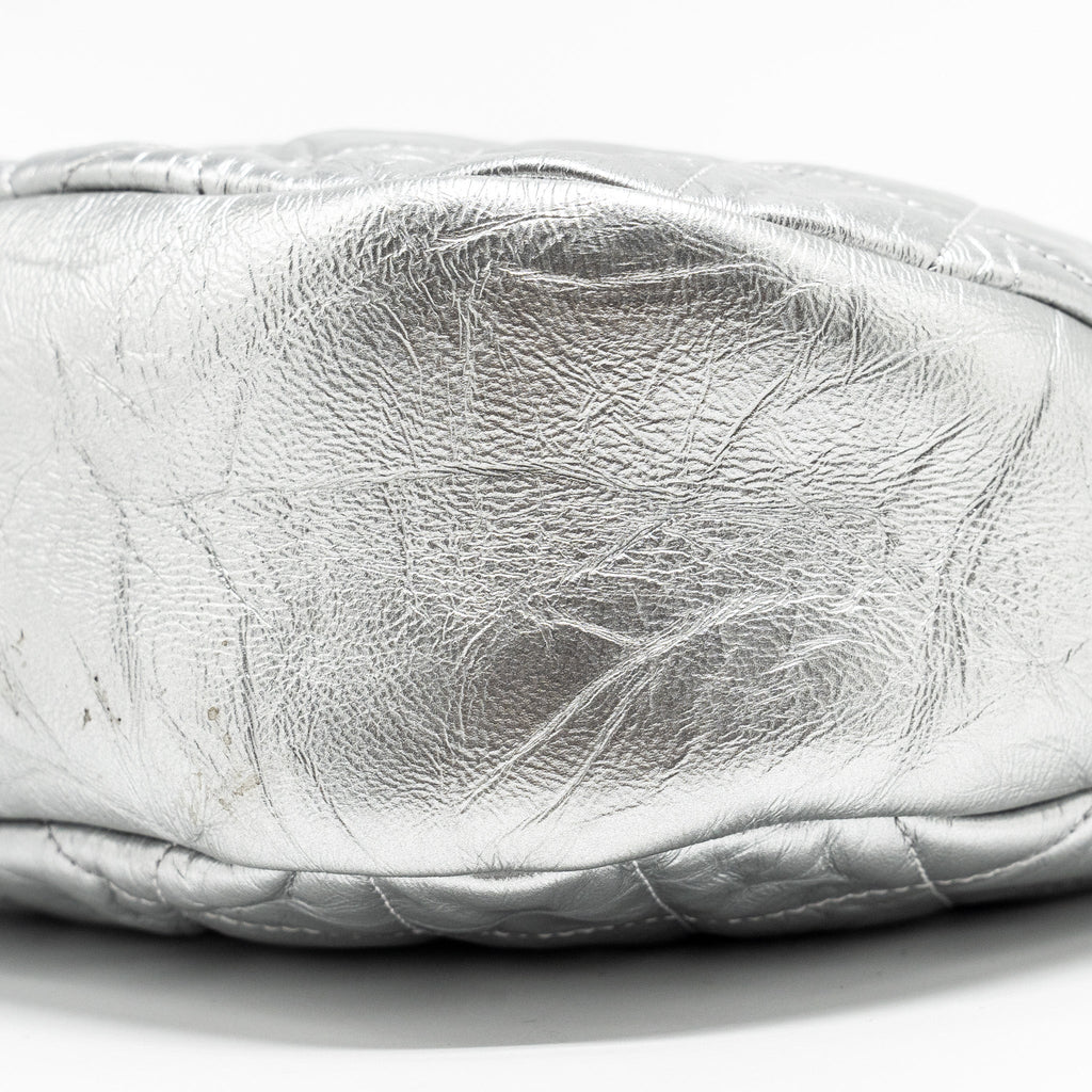 Chanel 31 BAG Quilted Crumpled Calfskin Metallic Silver