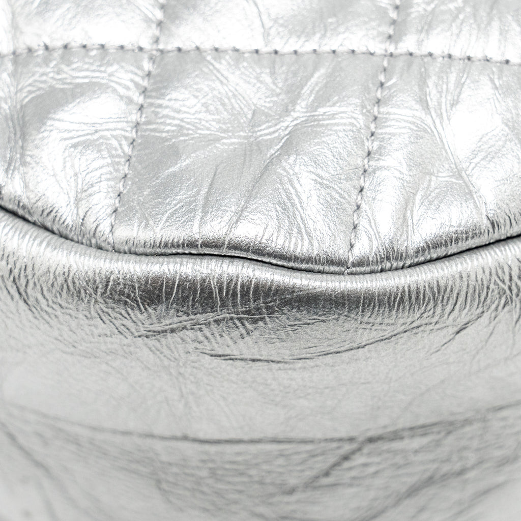 Chanel 31 BAG Quilted Crumpled Calfskin Metallic Silver