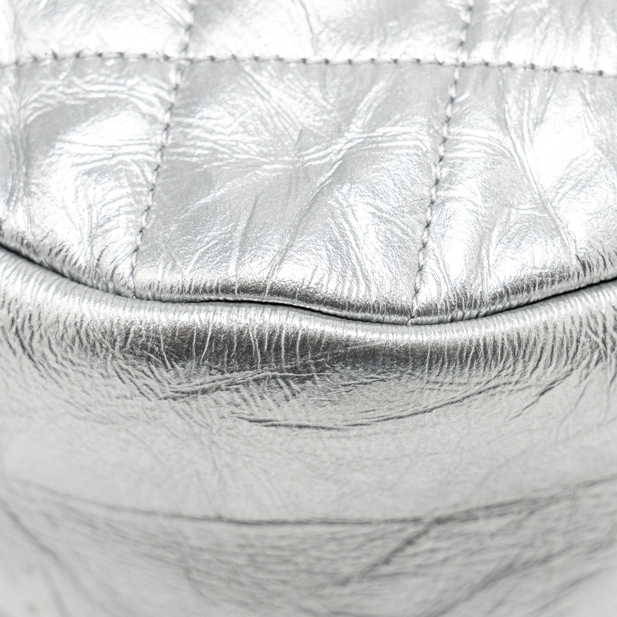 Chanel 31 BAG Quilted Crumpled Calfskin Metallic Silver