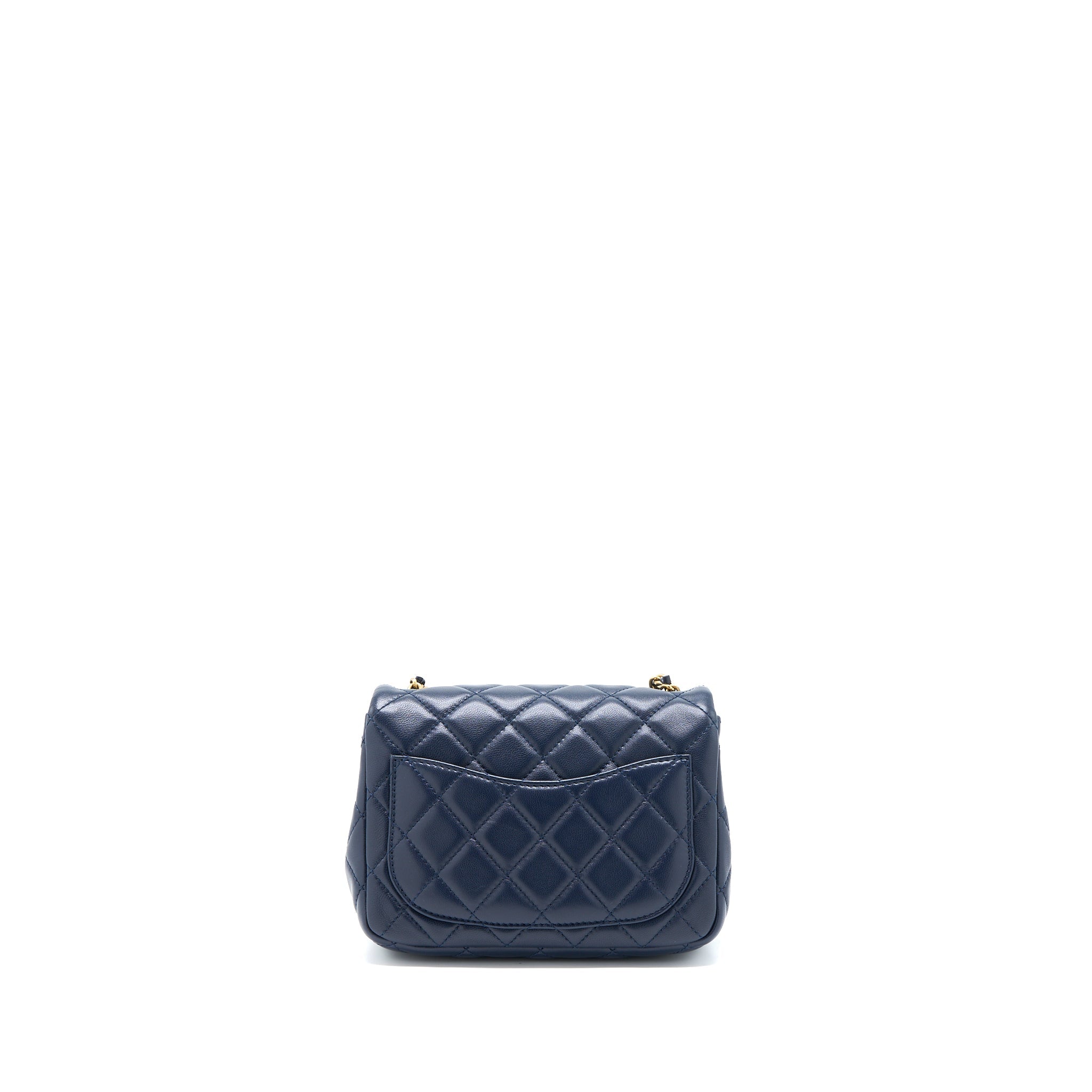 Chanel Pearl Crush Mini Square Lambskin Navy Brushed