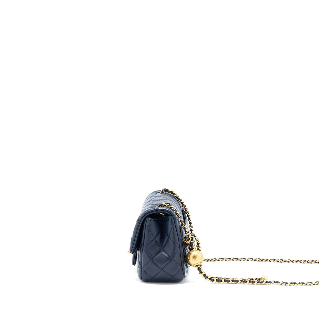 Chanel Pearl Crush Mini Square Lambskin Navy Brushed
