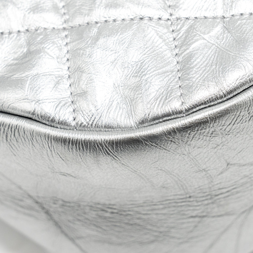 Chanel 31 BAG Quilted Crumpled Calfskin Metallic Silver