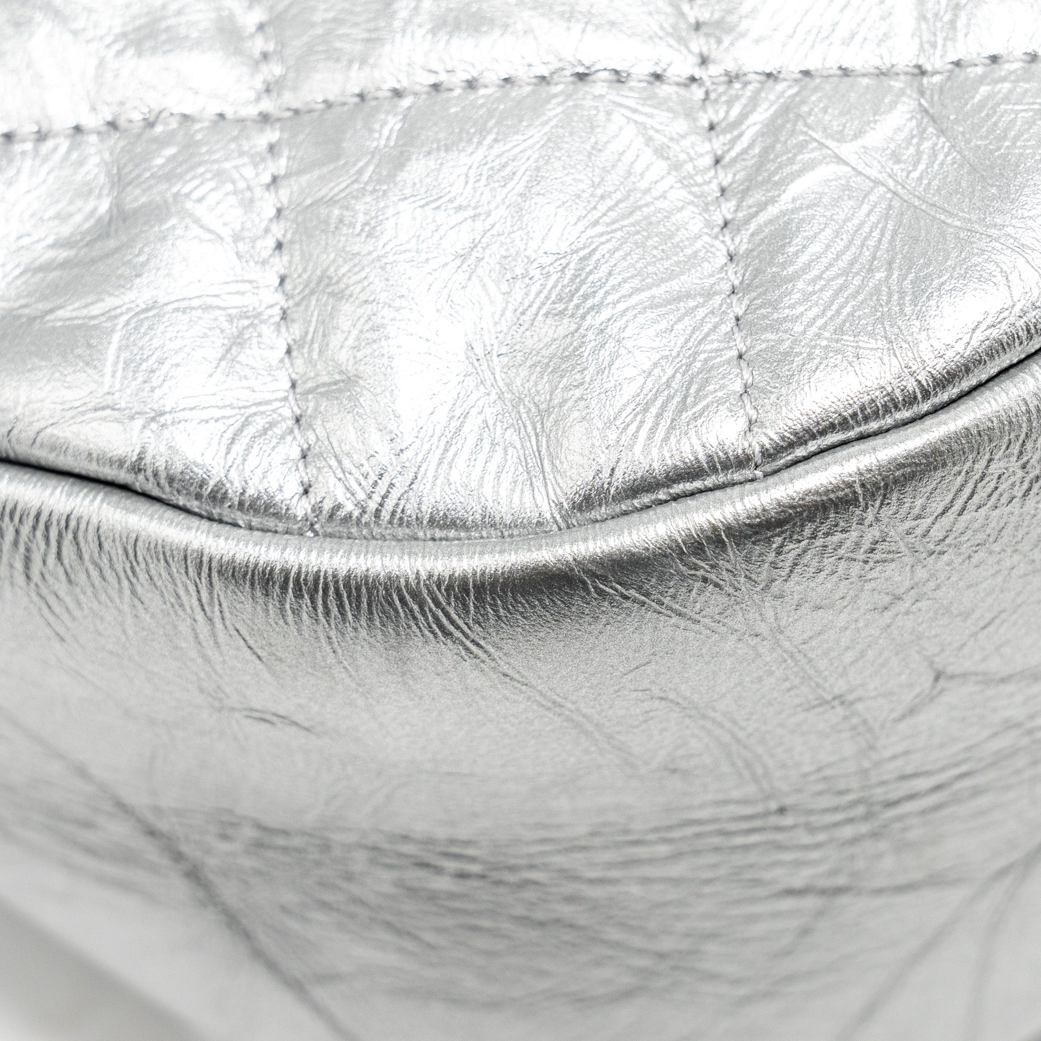 Chanel 31 BAG Quilted Crumpled Calfskin Metallic Silver