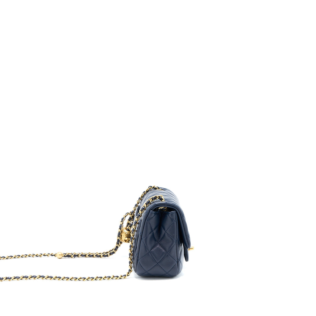 Chanel Pearl Crush Mini Square Lambskin Navy Brushed